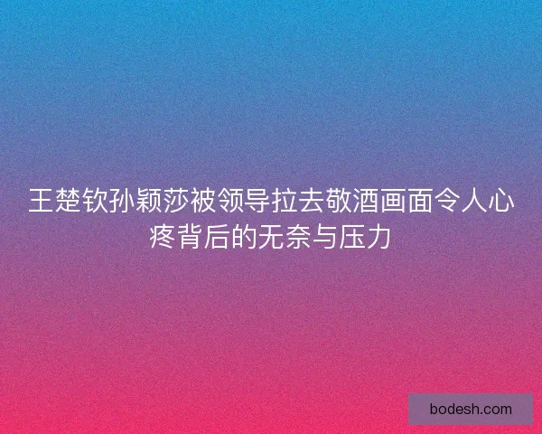 王楚钦孙颖莎被领导拉去敬酒画面令人心疼背后的无奈与压力